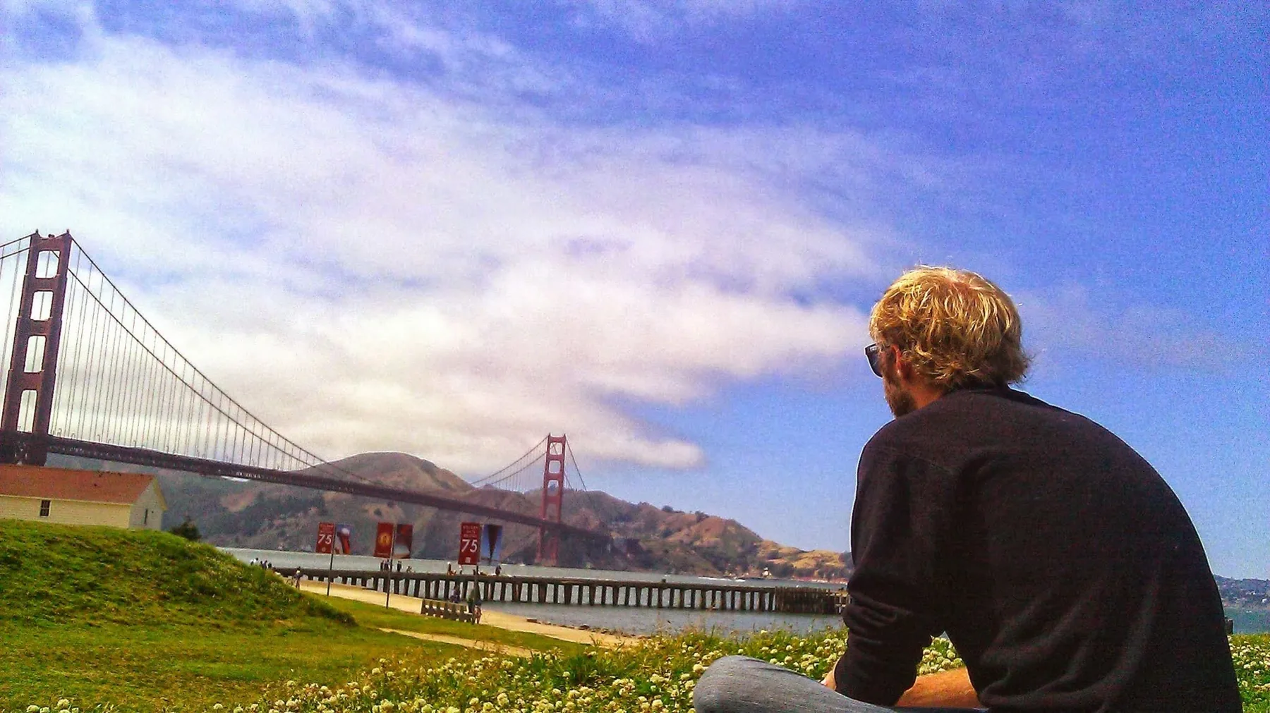 Dylan looking toward the Golden Gate Bridge